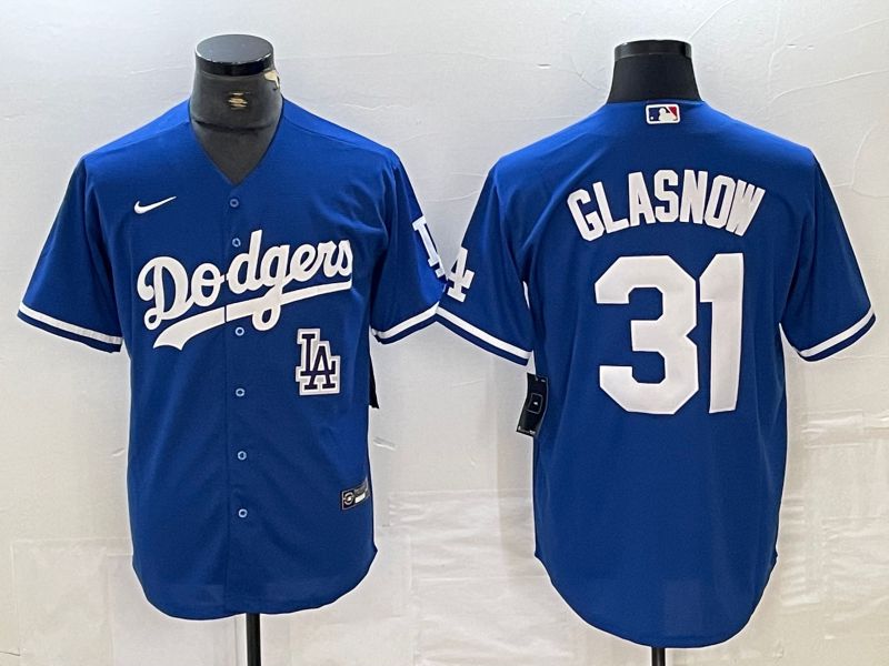 Men Los Angeles Dodgers #31 Glasnow Blue Nike Game MLB Jersey style 5